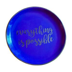 Everything is Possible Purple Ceramic Trinket Dish 6" Gold Inspirational Plate